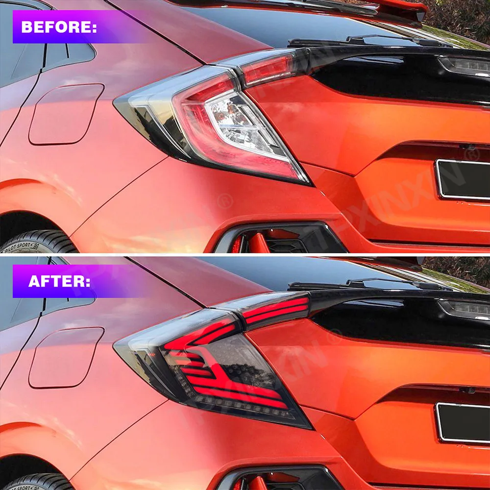 For Honda's 10th generation Civic 2-compartment 2016-2021 LED Tail Lamp Assembly Rotary Version Streamer Steering Turn SignalDRL