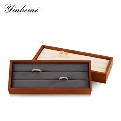 Yinbeini Ring Display Lade Houten Ring Opbergstandaard Met Microfiber Ringen Organizer Sm018