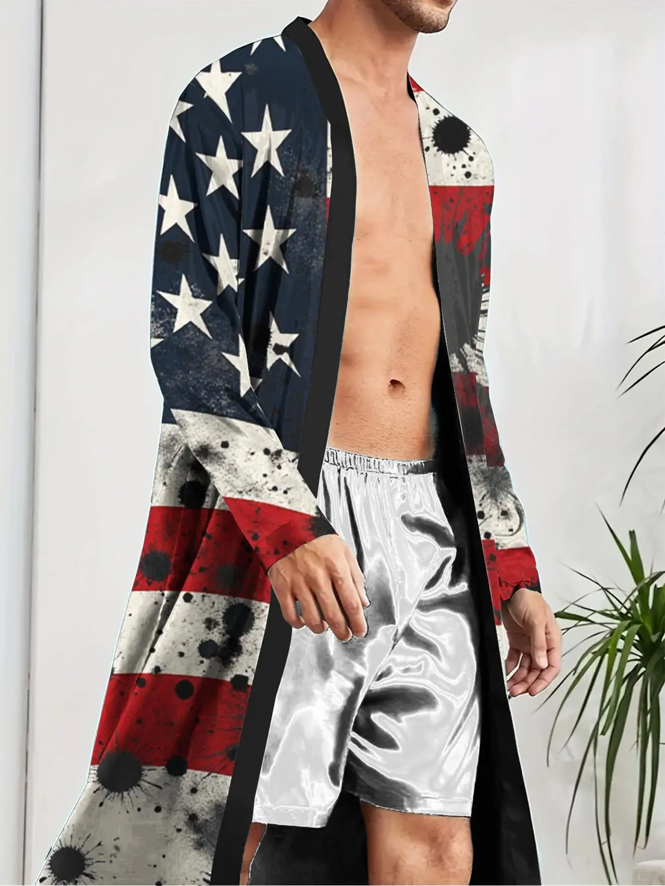 1pcs Men's Robes 2026 Spring/Summer 3D Printed Polyester Bathrobe man Graphic Bathrobe Men's bathrobe nightie for men sleepwear