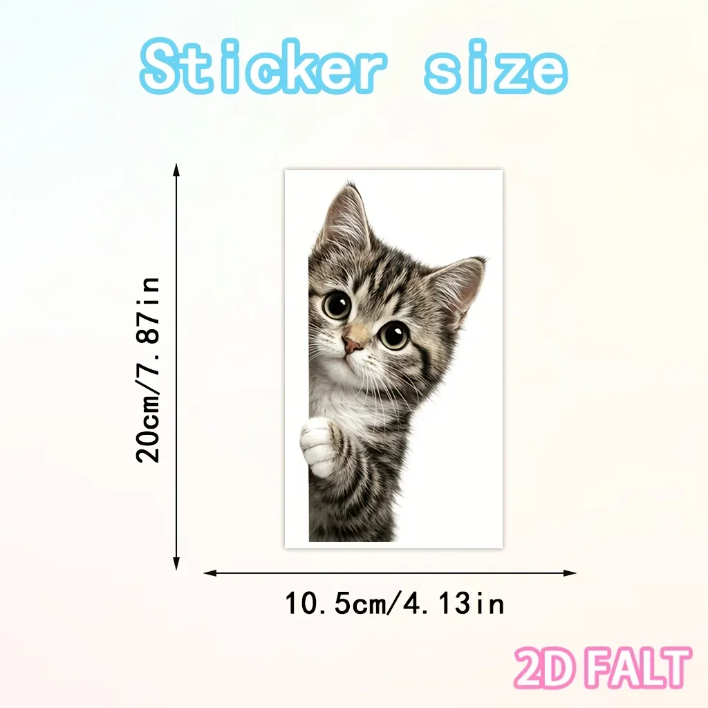 1PC Cute Cat Car Window Sticker Waterproof Self‑Adhesive 2D Simulation Kitten Decal for Car Rear Side Window Auto Exterior Decor