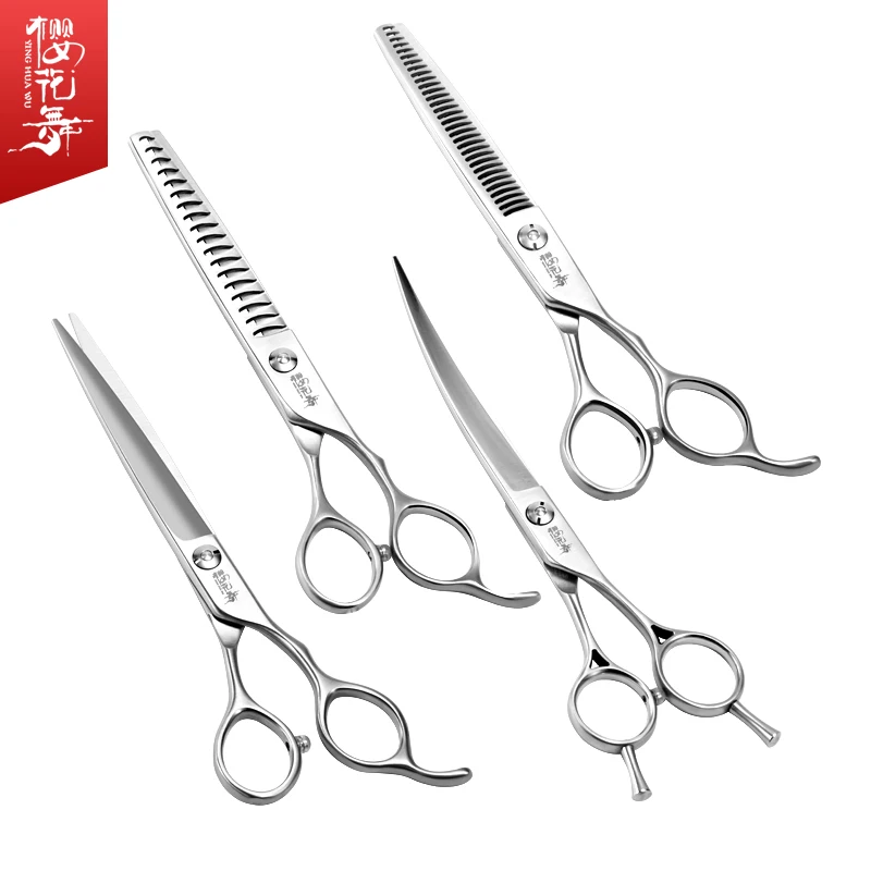 Professional pet scissors dog shears cat straight curved teeth fish bone scissors warped shears pet grooming scissors kit