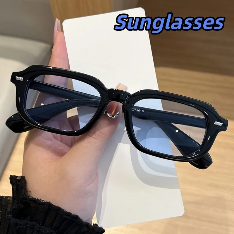 

New Leisure Trendy Square Framed Lightweight Sunglasses Travel Beach Riding UV Resistant Street Photography Shades Glasses