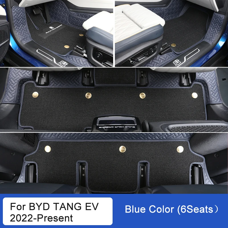 Car Custom Foot Mat For BYD TANG EV 6Seats 2022-Present LHD Leather Floor Protect Waterproof Pad Auto Internal Accessories