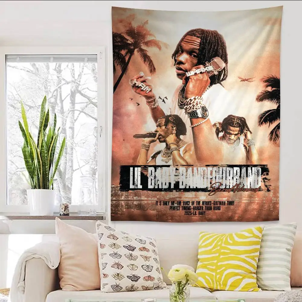 Lil Baby Rapper Anime Tapestry Hanging Tarot Hippie Wall Rugs Dorm Home Decor