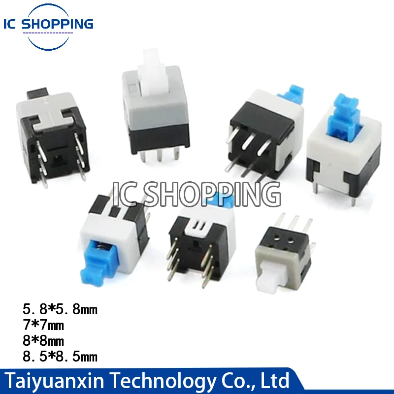 20PCS/lot Self locking Switch/Unlock Switch 5.8X5.8 7*7 7X7 8*8 8X8 8.5X8.5 Push-button Touch Rocker Switch 6PIN Button Switch