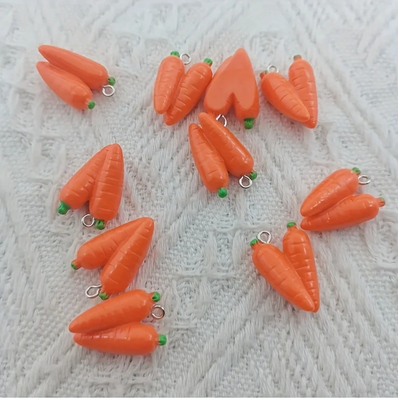 10pcs resin 3D carrot and vegetable pendant, DIY jewelry making earrings, keychain accessories