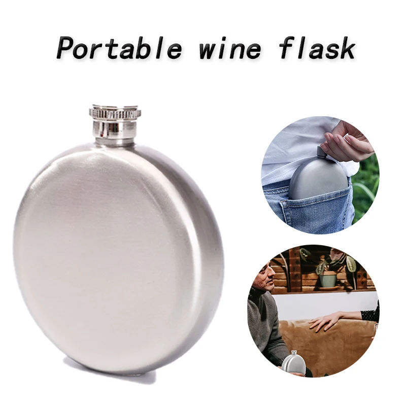 

1 шт., 5 унций/8 унций, круглая фляга для виски, портативная фляга для вина из нержавеющей стали, фляга для кемпинга, посуда для напитков, аксессуары, кухонные инструменты