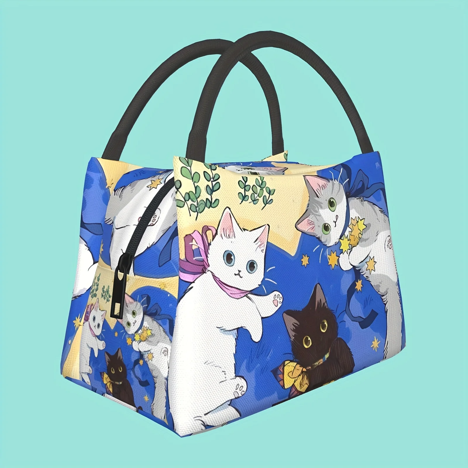 

Cartoon Aristocats Animation Cat Reusable Insulated Lunch Bag with Leak-Proof Design Portable Cooler Bag for Work, Picnic