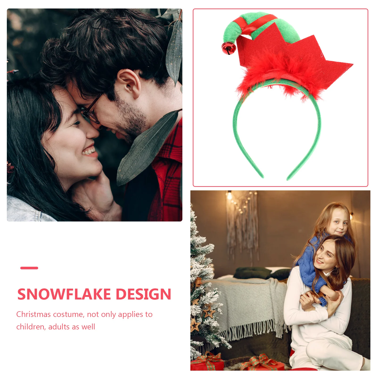 

Christmas Headband Large Fit Durable Non-Fading Skin-Friendly Hair Hoop For Holiday Party Masquerade Ball Cosplay Accessory