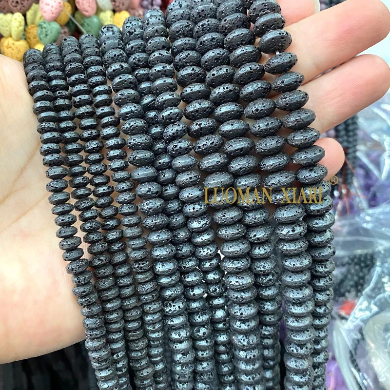 4x13mm Rough Processed Volcanic Lava Natural Stone Spacer Beads for Jewelry Making DIY Earrings Bracelet Charms Accessories 15''