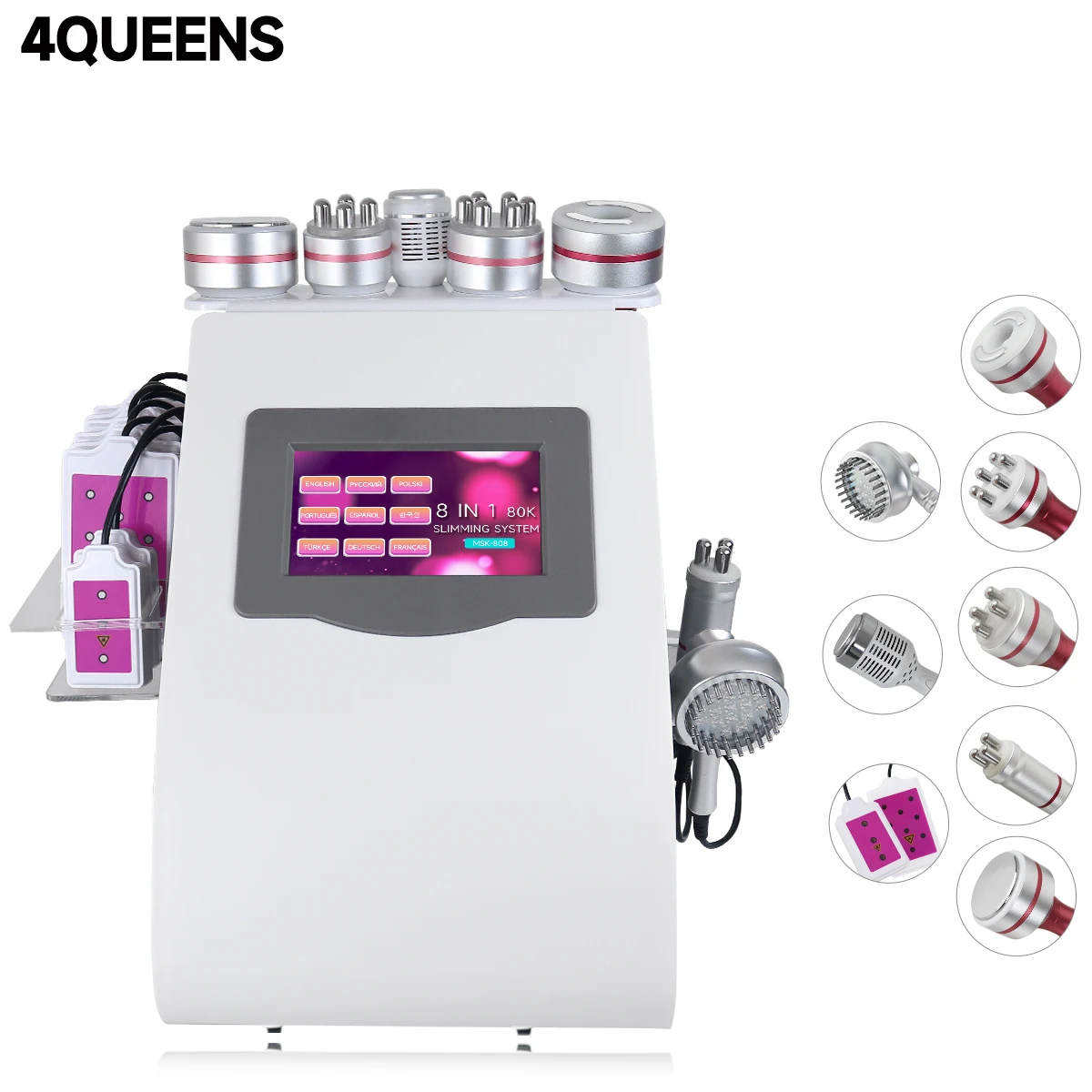 4QUEENS Kim8 8 In1 80K Ultrasonic Cavitation Machine Lipolaser Body RF Lifting Skin Tightening Cellulite Massager Equipment