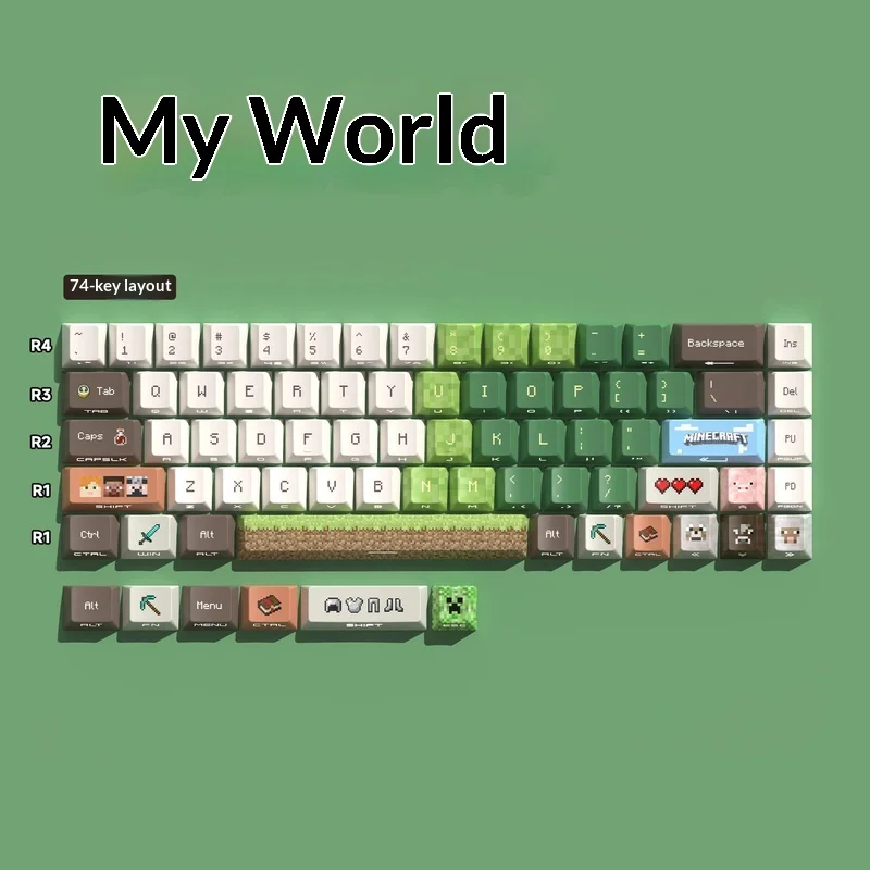 My World Star Dew Valley Side Carving Transparent PBT Thermal Sublimation MOA Highly Mechanical Keyboard Keycaps