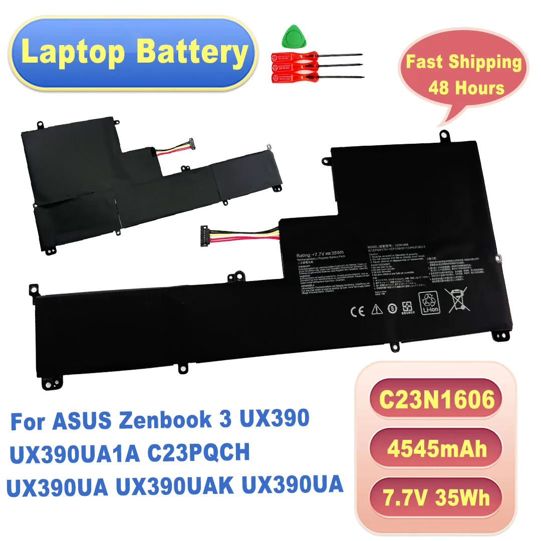 Quality assurance Laptop Battery C23N1606 7.7V 35Wh 4545mAh For ASUS Zenbook 3 UX390 UX390UA1A C23PQCH UX390UA UX390UAK UX390UA