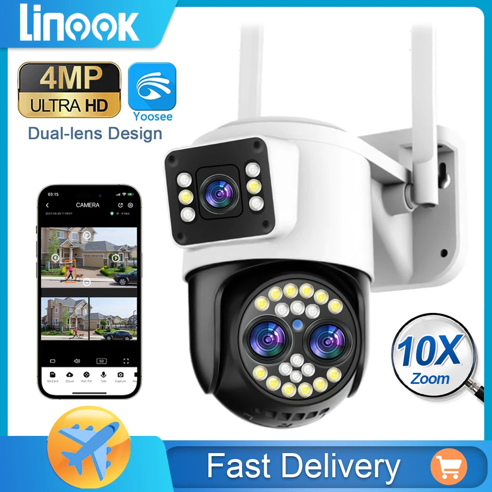 linook yoosee 4k 8mp vista de duas telas cctv camera wifi pan inclinado wireless outdoor cctv wireless outdoor high definition ip outdoor wireless camera 01