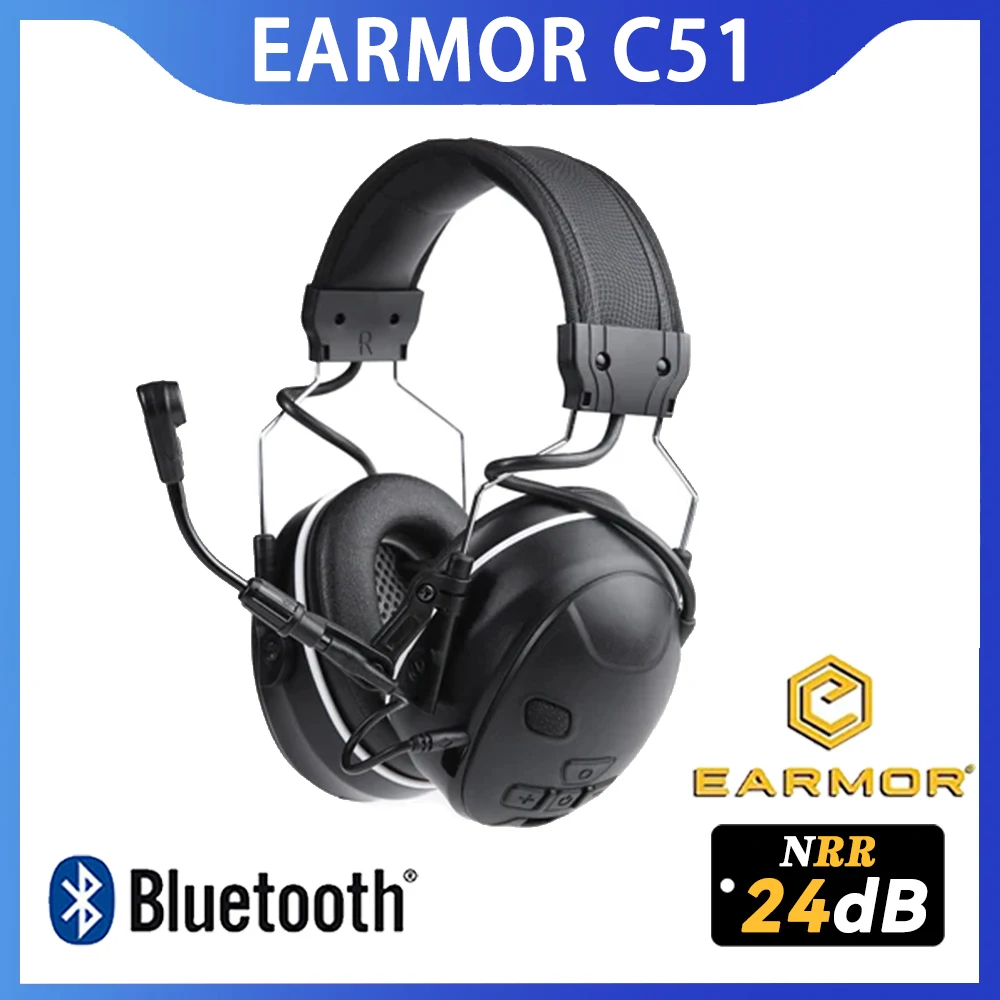 EARMOR Hearing Protection Bluetooth Earmuffs Bluetooth C51 Electronic Noise Canceling Headphones Airsoft Shooting Earmuffs