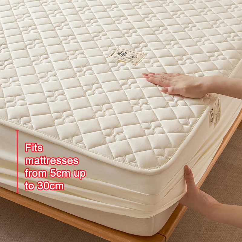 Waterproof Quilted Mattress Protector Antibacterial Anti-Mite Mattress Cover Silent Bed Pad Cover Anti-wrinkle Machine Washable
