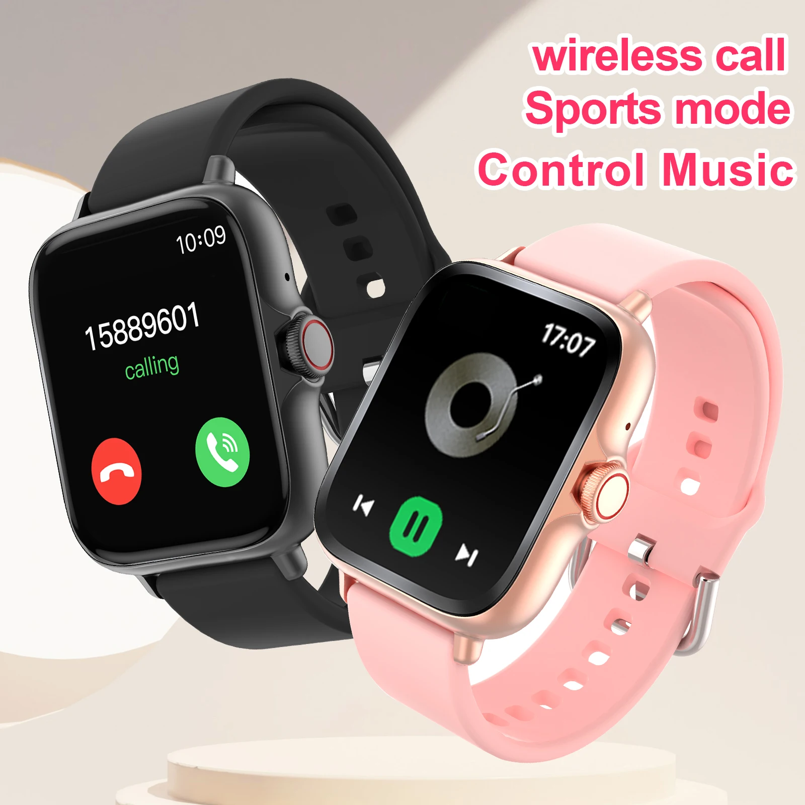 Unisex Wireless Answer Phone, Sports Smart Watch, Message Reminder Function, Music Control Smart Sports Watch, Compatible with A