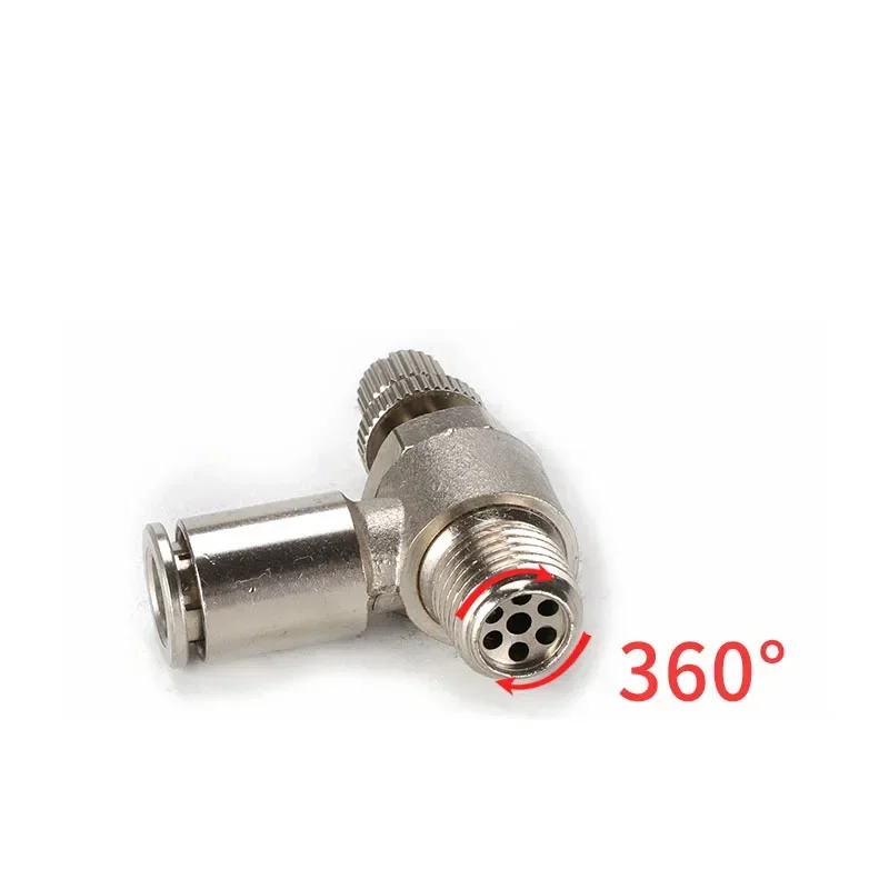 Pneumatic Throttle Valve SL Valve Nickel Plated Brass Air Tube 4 6 8 10mm Thread 1/8 1/4 1/2 Flow Controller Air Fitting Valve