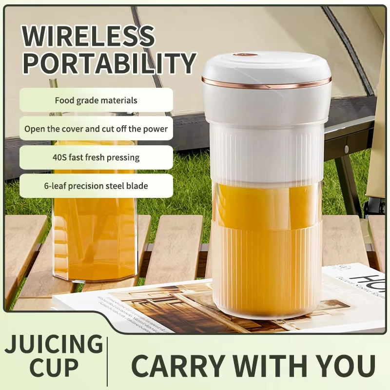 Small household multifunctional Juice Cup, six-blade high-speed grinding, food-grade material, portable electric juicer, 1200mAh battery