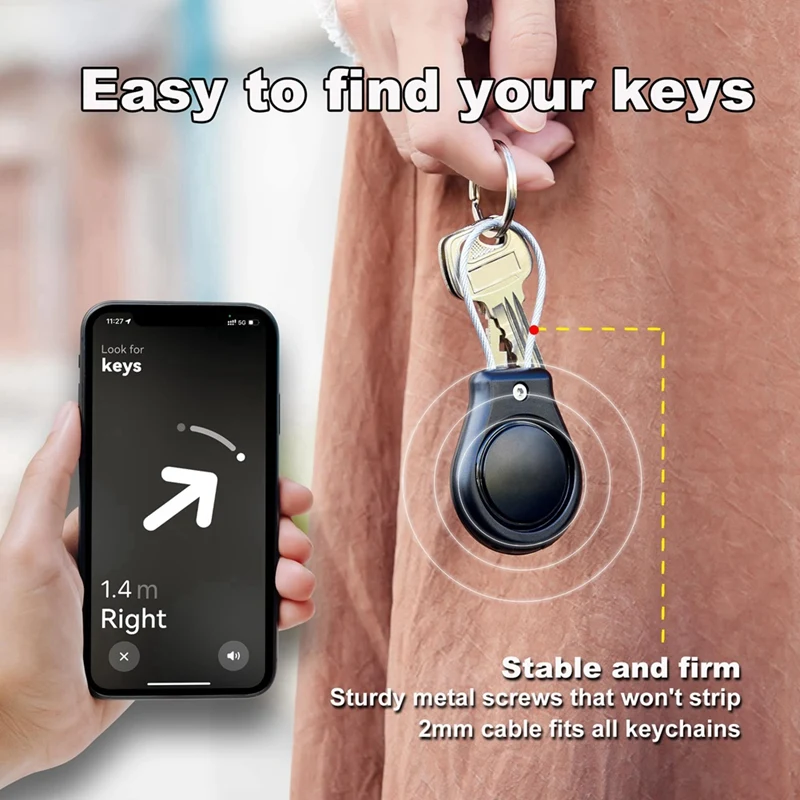 2 Pack For Airtag Keychain Holder Waterproof, Anti-Lost Case With Cable Holder For Apple Airtag, Keys, Backpacks, Pets