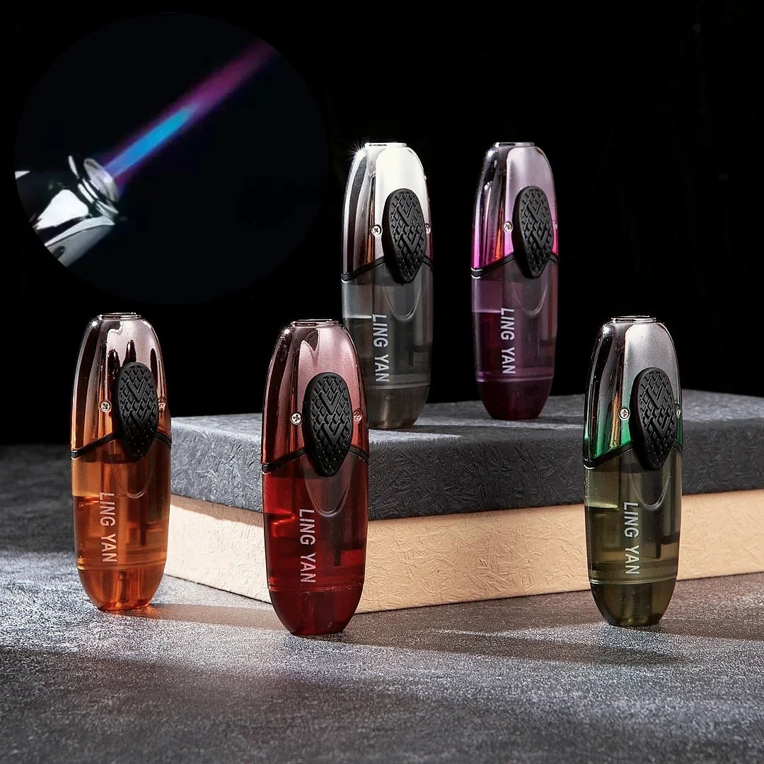 

Windproof Visual Window Inflatable Lighter Outdoor Portable Jet Torch, Blue and Red Flame Lighter Smoking Accessories Gift