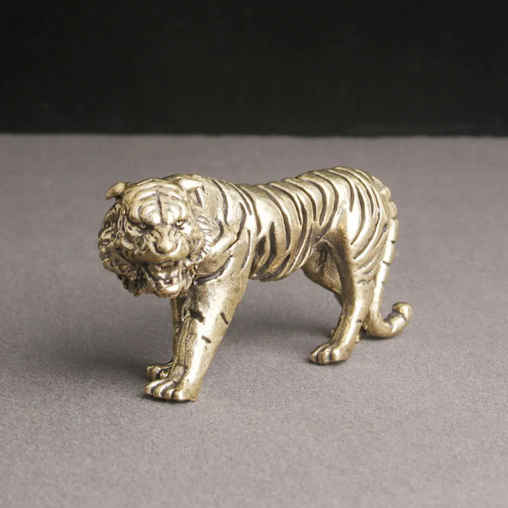 

Statue Brass Ornament Home Desktop Decoration Lifelike Animal Vintage Craft Tabletop Brass Tiger Statue Decor