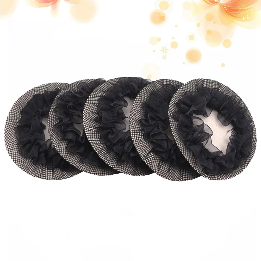

5pcs Hair Bun Nets Set Invisible Coil Hairnet Covers Durable Reusable Ballet Dance Gymnastics Wedding Performance Hair