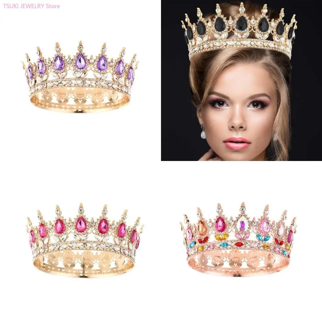 

62KE Luxurious Adult Crown for Women Girls Elegant Headpiece Costume Hairpieces