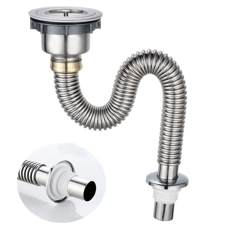 Kitchen Sink Drain Pipe Anti Rat Bite Stainless Steel Sink Strainer Deodorant Wash Basin Sewer Drainer Bathroom Accessories