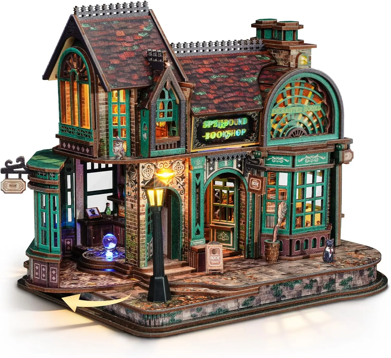 

DIY 3D Wooden Puzzle Magic Bookstore with LED Lights - Creative Home Decor Gift for Adults Teens