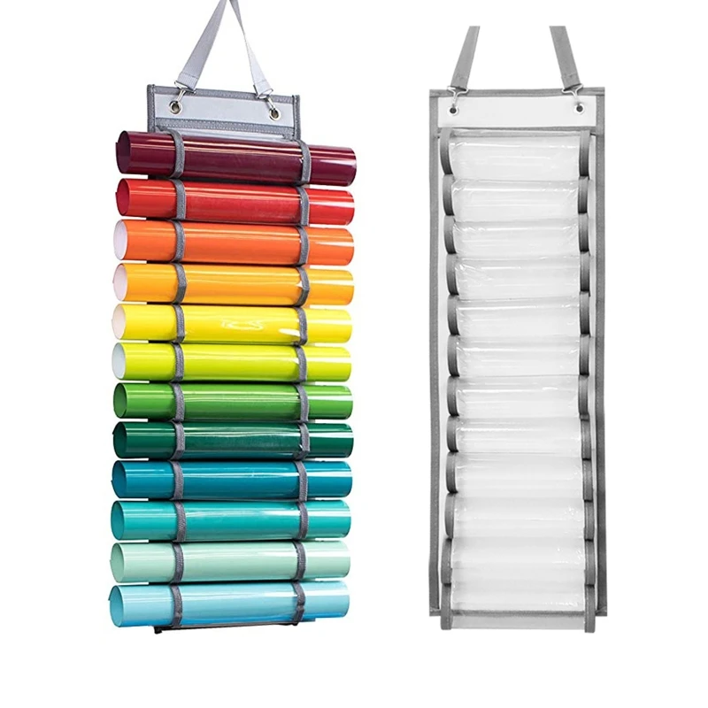 Transparent 12 Compartments Vinyl Roll Holder Vinyl Storage Organizer Vinyl Roll Storage Wall Mount/Over The Door