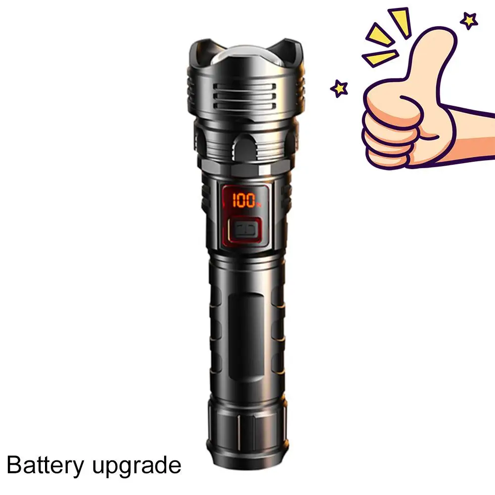 ไฟฉาย LED Super Bright แบบพกพา Ultra Power ไฟฉายแบบชาร์จไฟได้ไฟฉายมัลติฟังก์ชั่นสําหรับฉุกเฉิน Camping T6D6