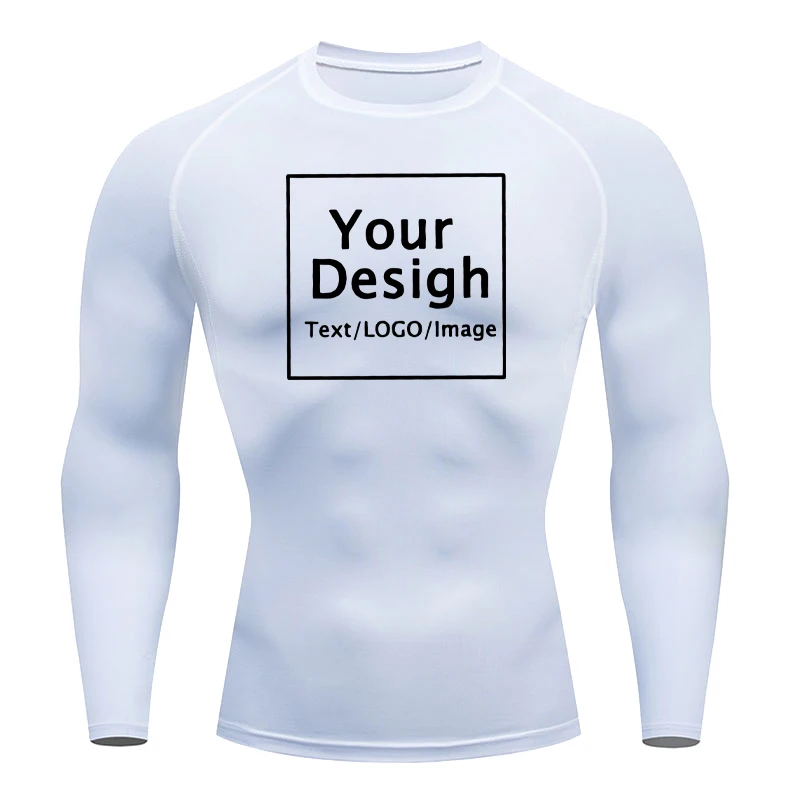 Men\'s Custom Logo Compression Shirts Your OWN Design DIY Print Tshirts Gym Jogging Tracksuit Workout Quick Dry Athletic Tee Tops