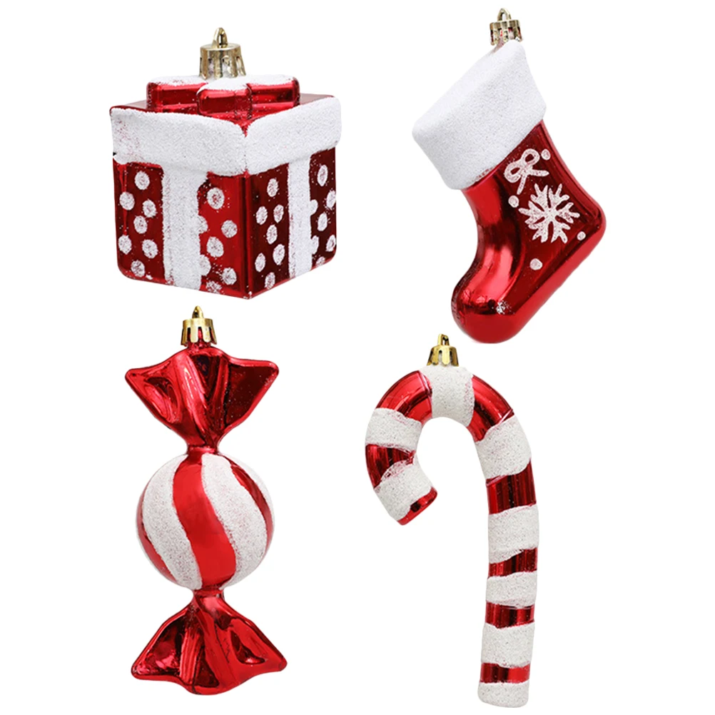 

4 Pcs Inflatable Candy Cane Pendant Christmas Decorations Plastic Tree Ornaments for