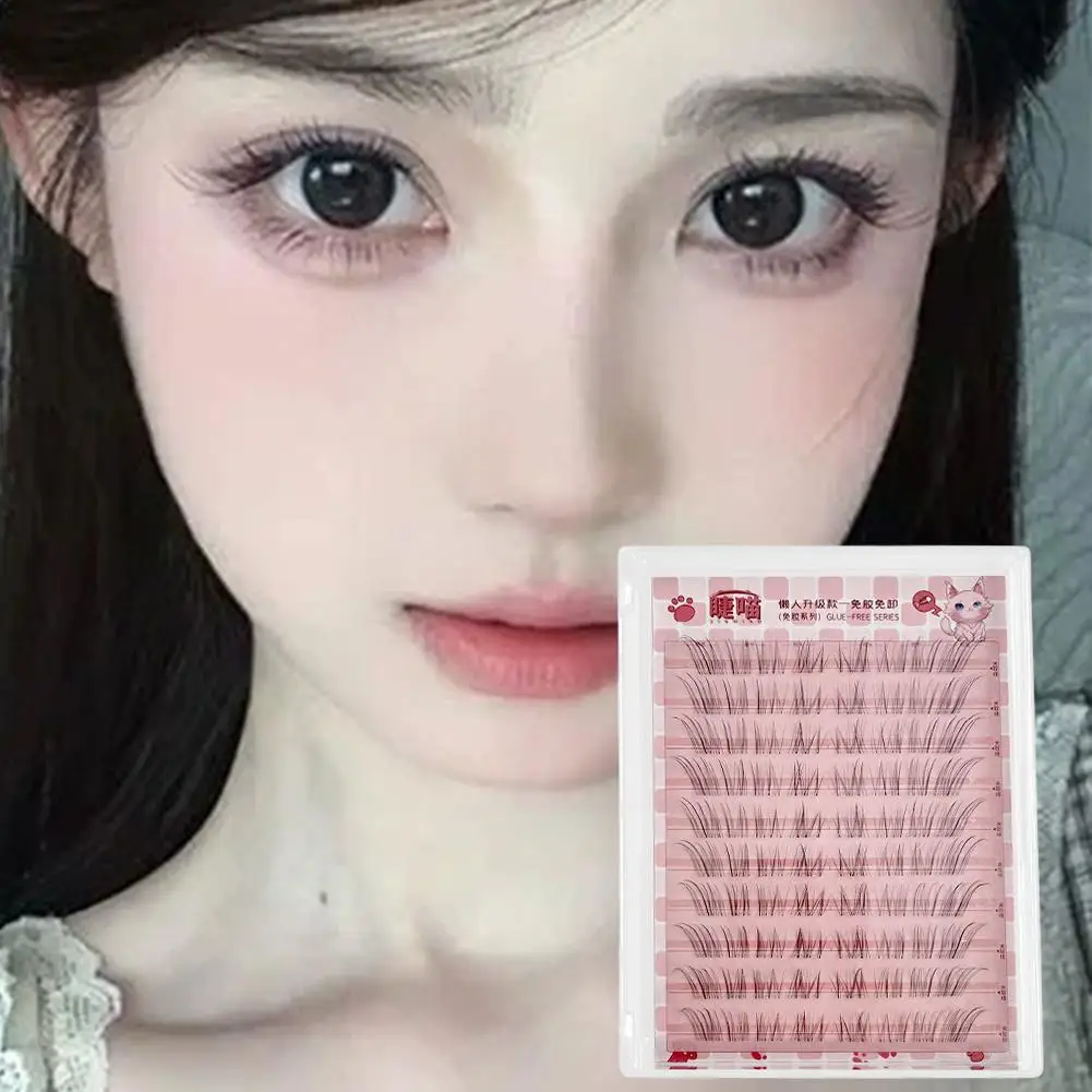 フォックススタイルシングルクラスターつけまつげ新しいデザイン、斜めカール自然でリアルな太いまつげコミックアイ用女の子用 I8V9