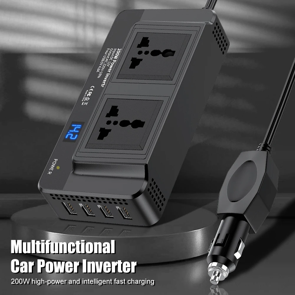 Universal Car Inverter DC 12V To AC 220V 150W Auto Converter Type-C USB Fast Charging Charger EU Socket Inverter Power Adapter