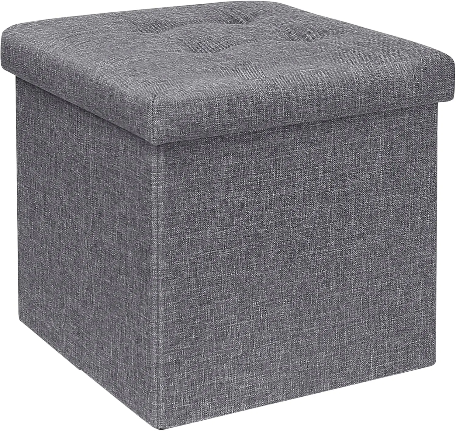

Storage Ottoman Cube Foldable Footrest, Chest & Seat for Living Room, Nursery, Bedroom 12.6 Inch Cube (Linen Grey)