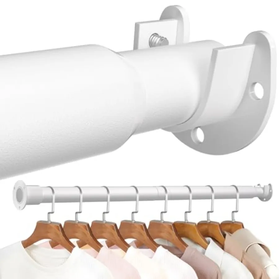 Closet Rod, 17 to 43 Inch Adjustable Closet Rods for Hanging Clothes,,Hanging Rod for Closet Wardrobes Laundry RV, Bathroom