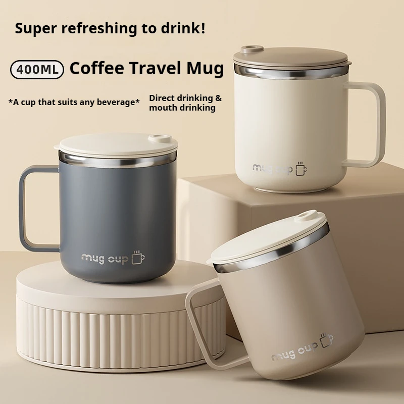 400ML Stainless Steel Coffee Cup With Lid Leak Proof Drinking Cup Drinkware Double Wall Water Bottle Thermal Cup Milk Coffee Mug