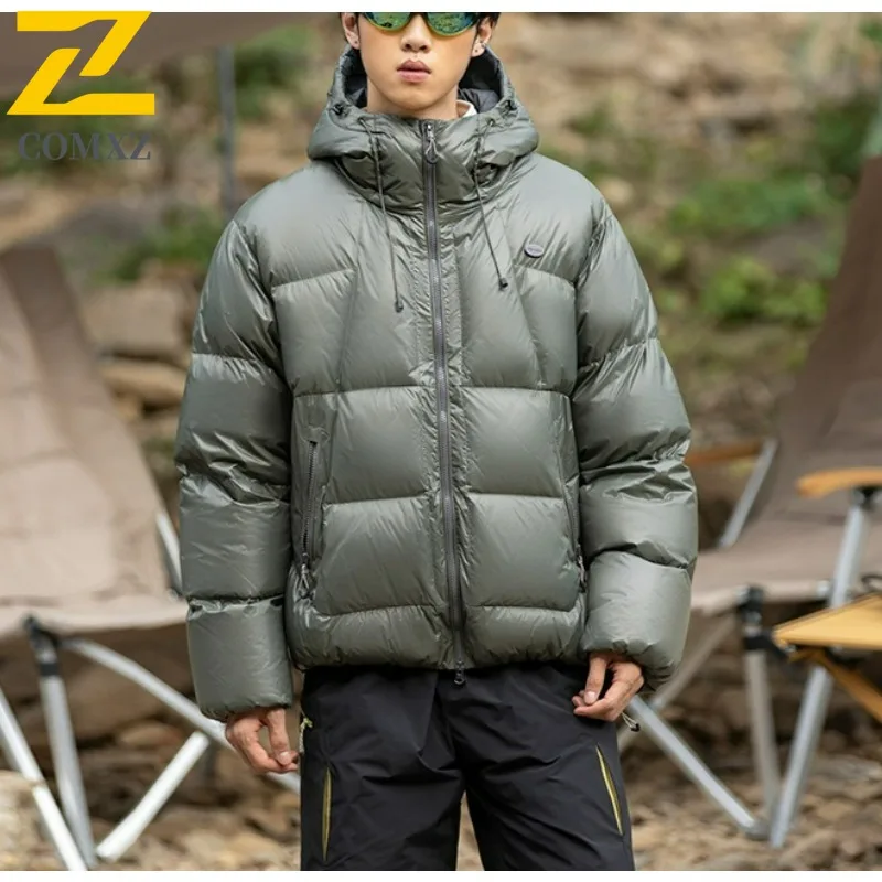 

Brand Men Down Jacket Comfort Hiking Travel Thick Warm Parka Casual Hooded Outdoor Snow Cold Resistant Winter Men Down Coat