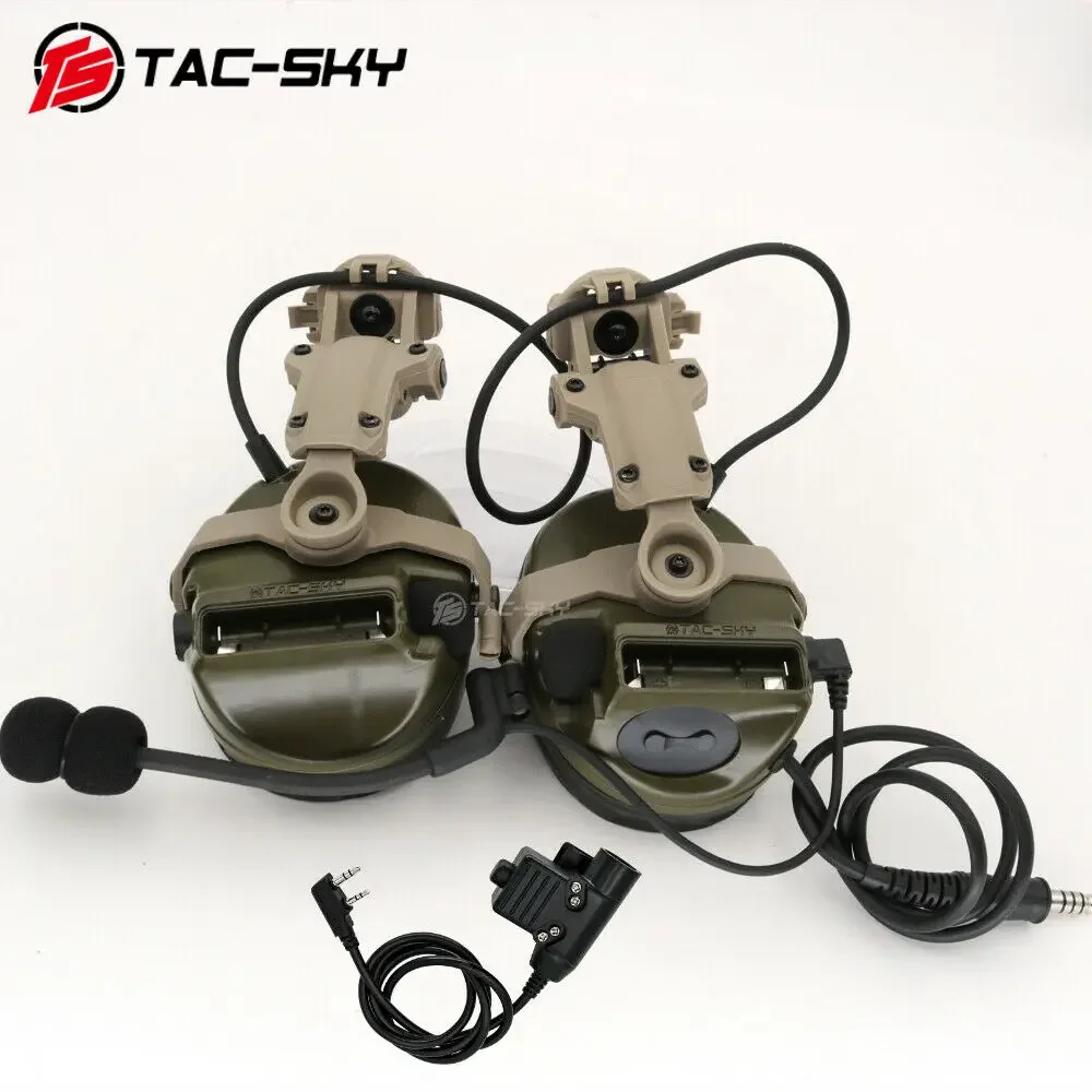 TAC-SKY COMTAC III Tactical ARC Track Adapter Noise Cancelling Pickup Hunting Airsoft Walkie Talkie Headphones COMTAC C3 Headset