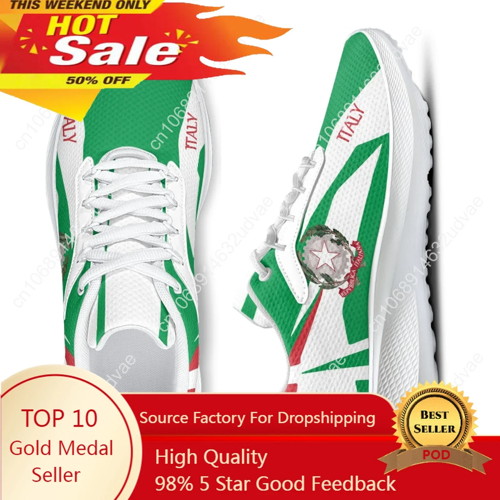 

Green White Women's Sneakers Italy Flag Design Brand Summer Sneakers Lightweight Lace Up Casual Walking Shoes Flats