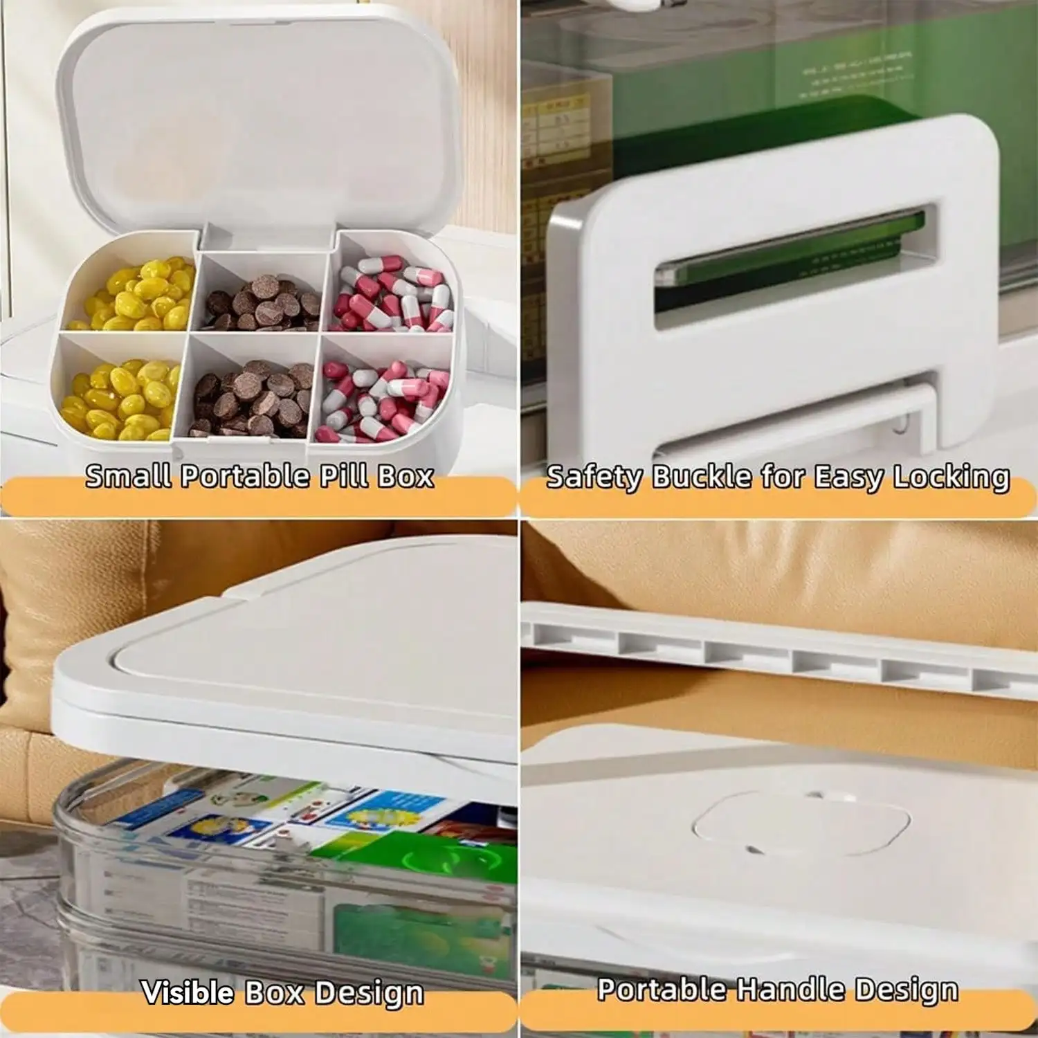 

Ящик для хранения лекарств, контейнер для аптечки первой помощи, влагостойкий затеняющий портативный пластиковый органайзер для хранения лекарств, держатель