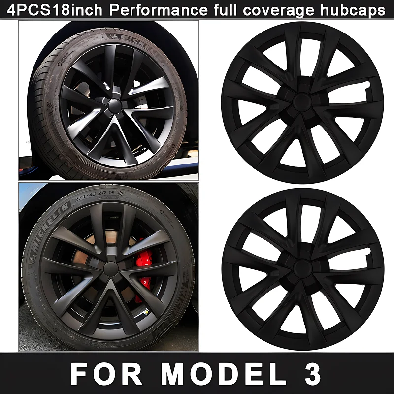 4PCS HubCap for Car Replacement Tesla Model 3 18 Inch Wheel Cap Automobile Hub cap Full Rim Cover Accessories Wheel Parts 2023