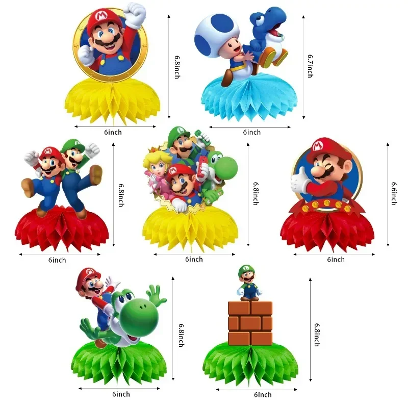 7pcs Super Mario Bros Birthday Party Ornament Anime Luigi Yoshi Action Figures Desktop Decoration for Boy Girl Party Supplies