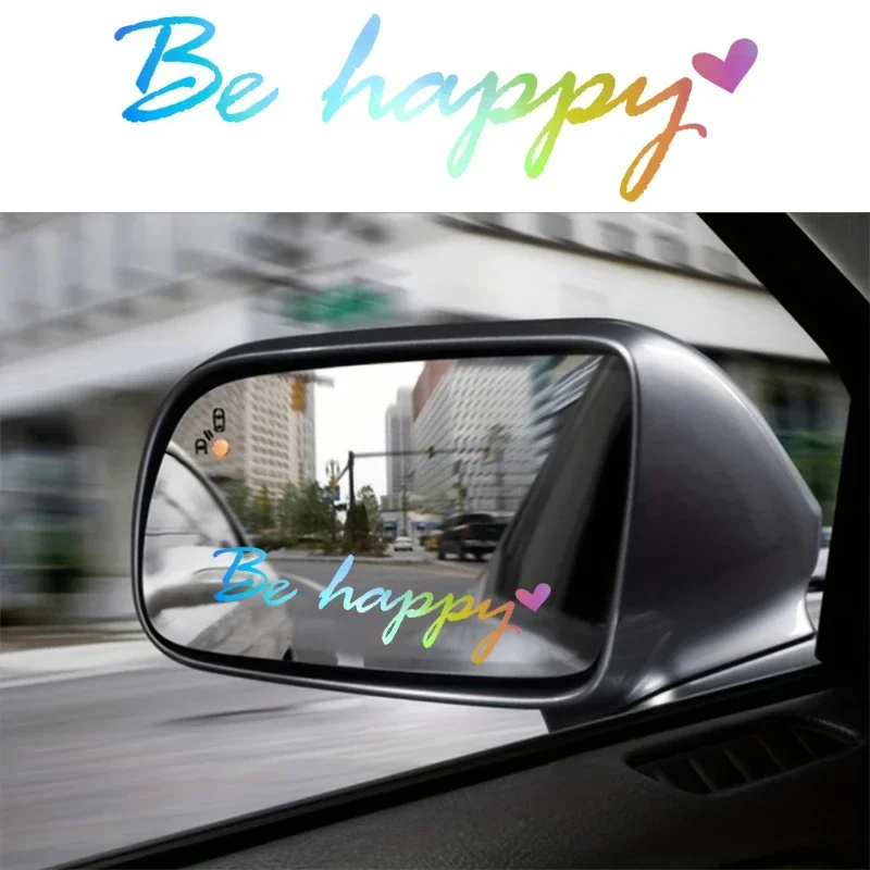 1pc Be Happy Vinyl Car Stickers Mirror Decals Self-Adhesive Home and Auto Decoration Stickers for Bedroom Living Room