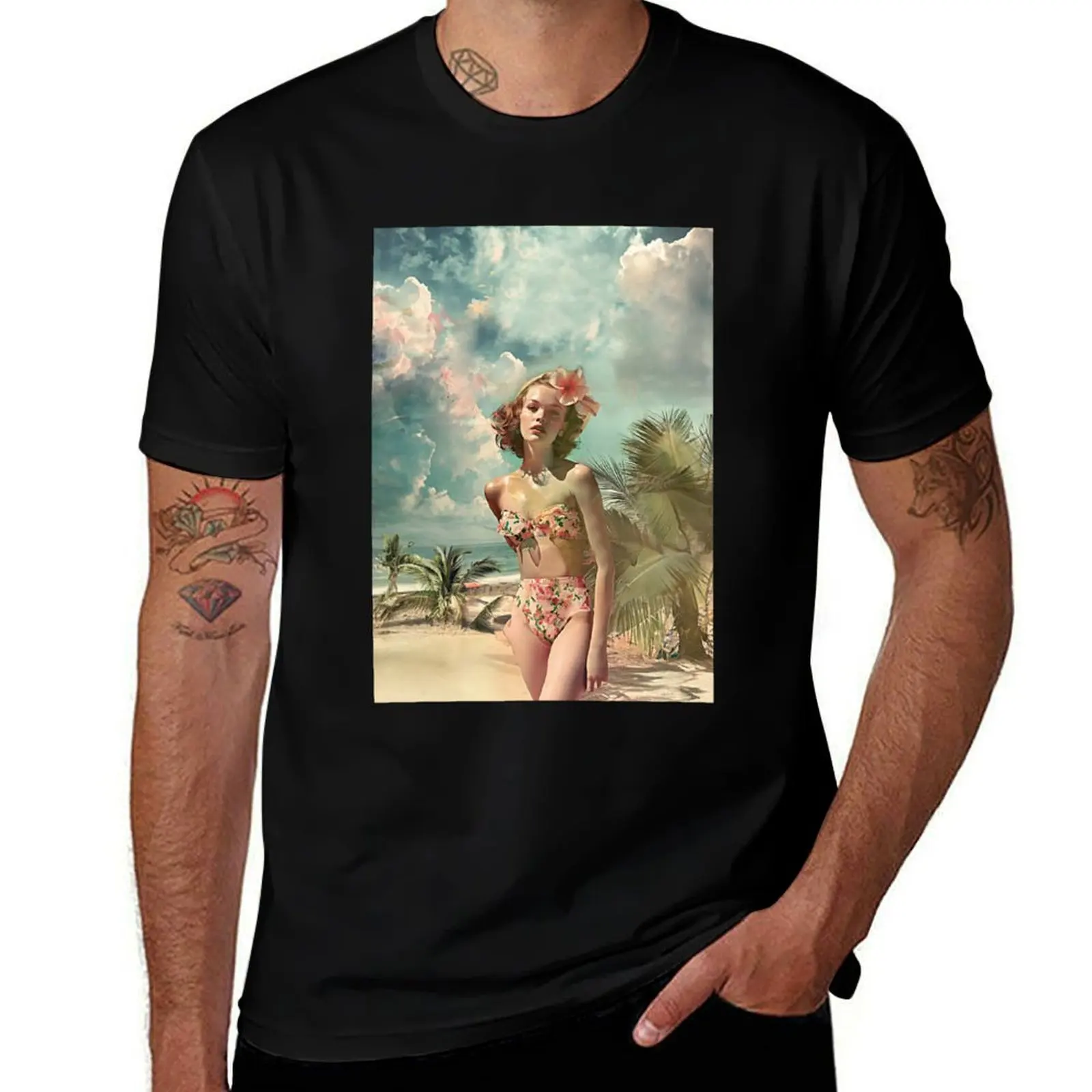 

Retro Poster - Young Woman in Swimsuit T-Shirt cute clothes oversized Clothing summer shirt funny t shirts for men