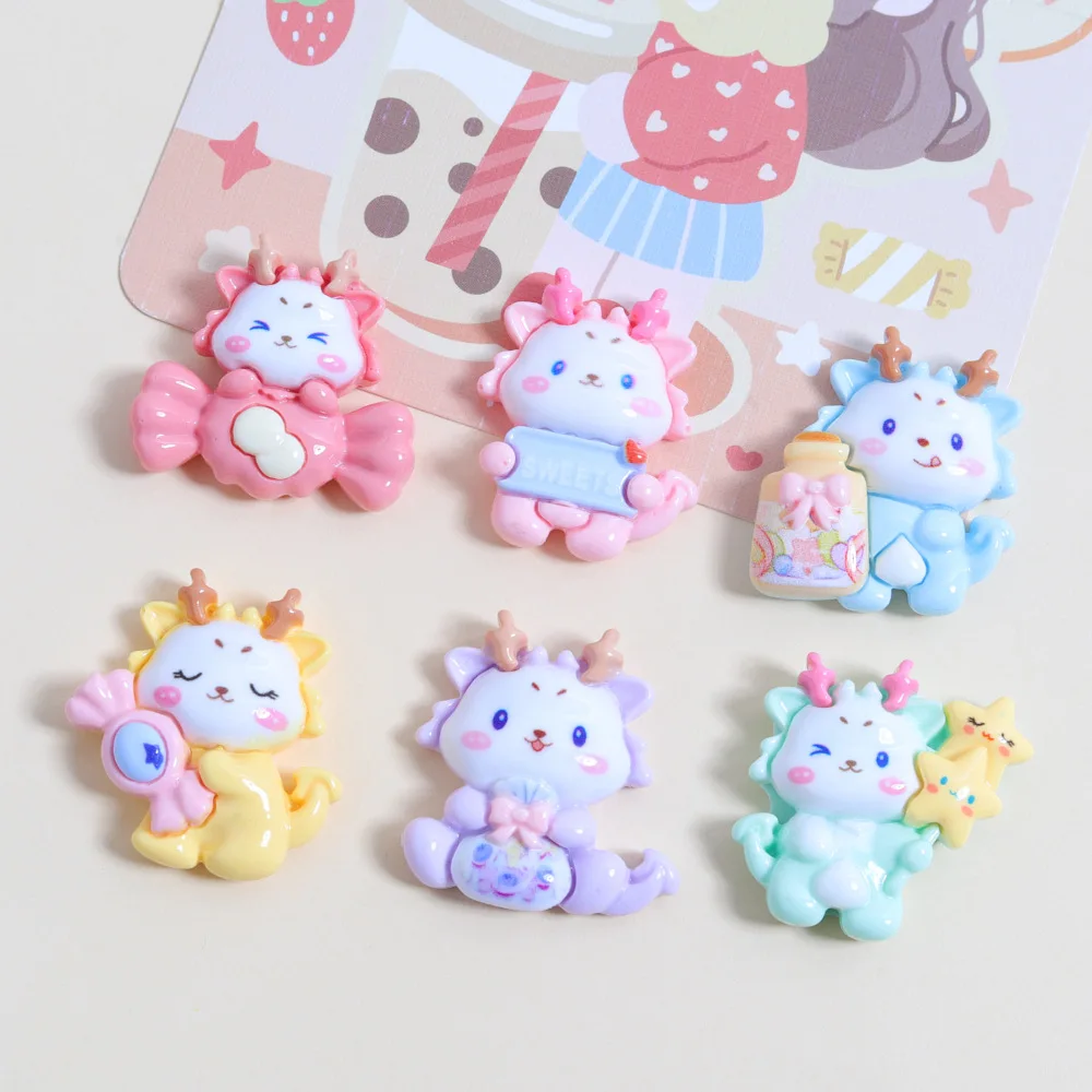 

10Pcs New Cute Resin Cartoon Unicorn Series Flat Back Embellishments For Hair Bows Accessories Rainbow Unicorn Cabochon Charms