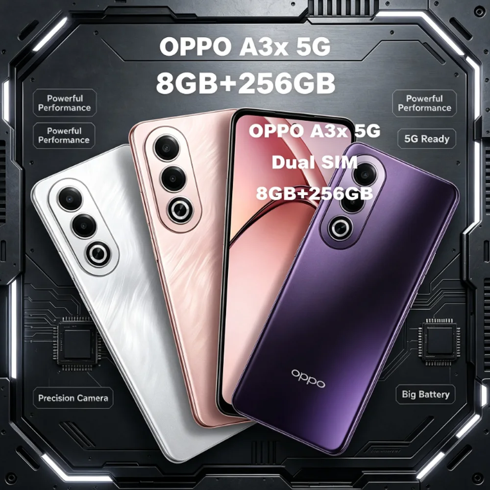 OPPO A3x 5G Global Version Smartphone Dimensity 6300 6.67 Inch Screen 5100mAh 45W Fast Charge IP54 Waterproof Mobile Phone