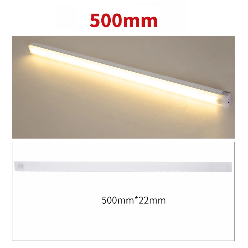 USB Rechargeable Motion Sensor Wireless LED Night Light Long Strip Bar Lamp For Kitchen Cabinet Wardrobe Bedside Staircase Tube